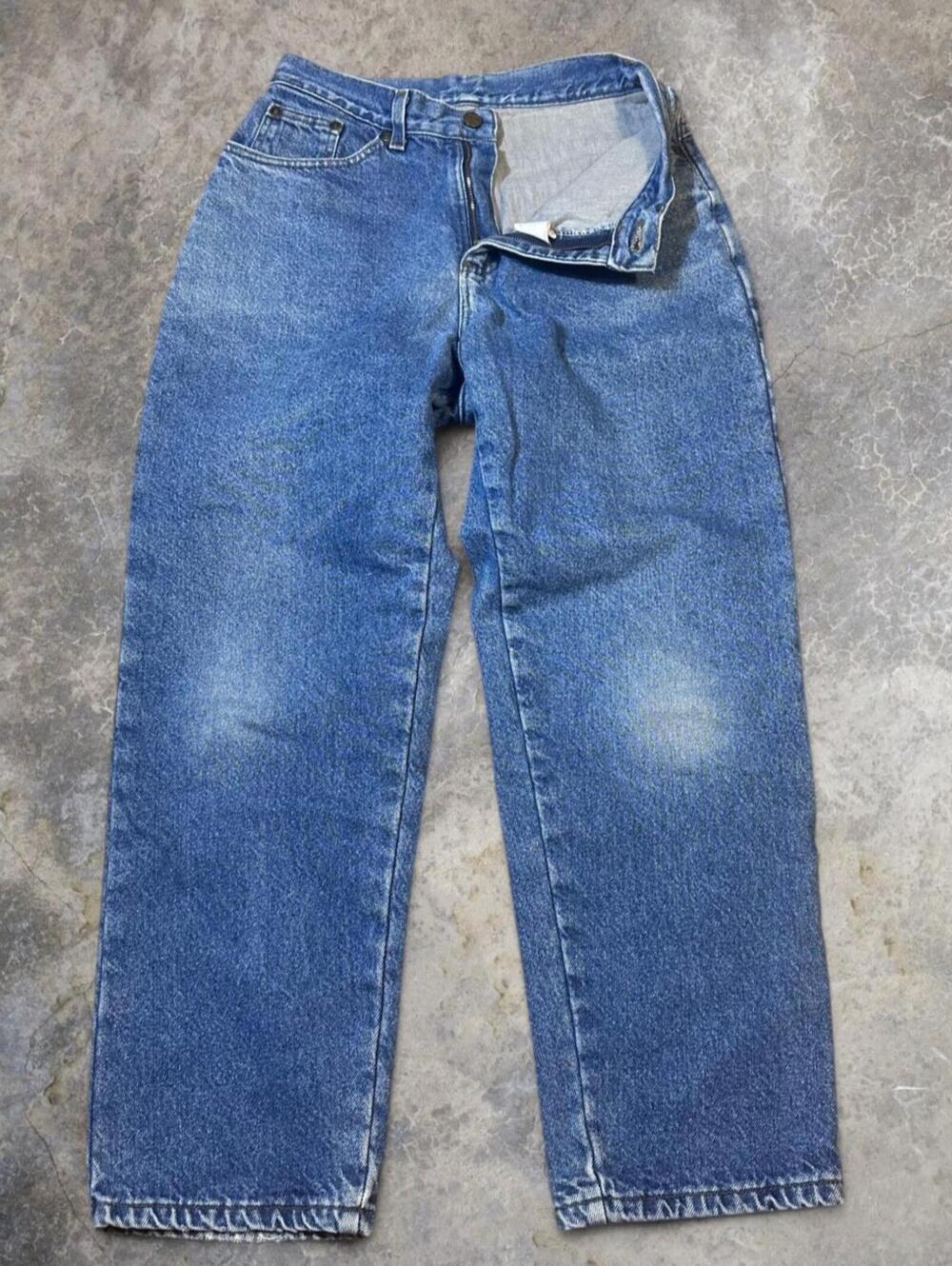 L.L Bean USA Made Vintage Flannel Fleece Lined Jeans Faded Wash Size 10P 28x28